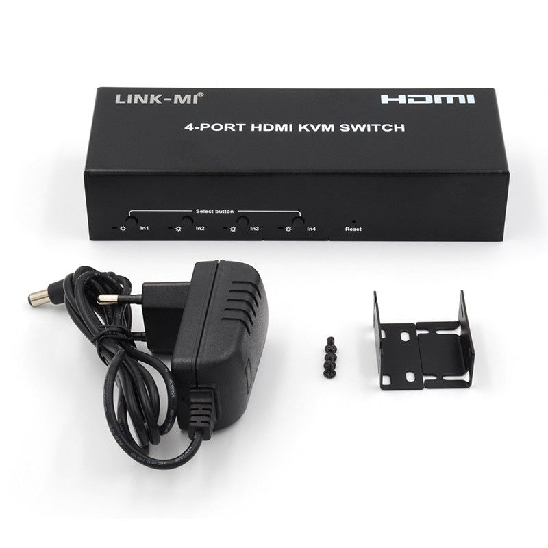Нет задержки HDMI KVM переключатель 4 порта Ip Kvm Hdmi Поддержка горячих клавиш Автоматическое переключение