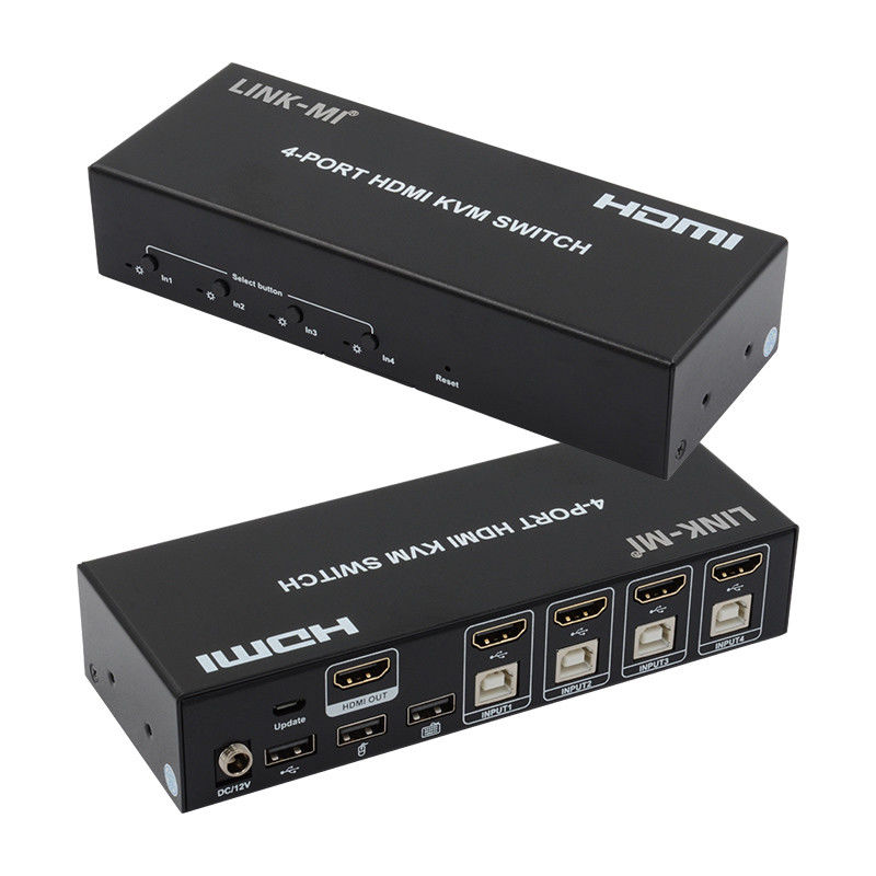 Нет задержки HDMI KVM переключатель 4 порта Ip Kvm Hdmi Поддержка горячих клавиш Автоматическое переключение