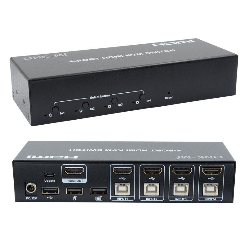 Нет задержки HDMI KVM переключатель 4 порта Ip Kvm Hdmi Поддержка горячих клавиш Автоматическое переключение