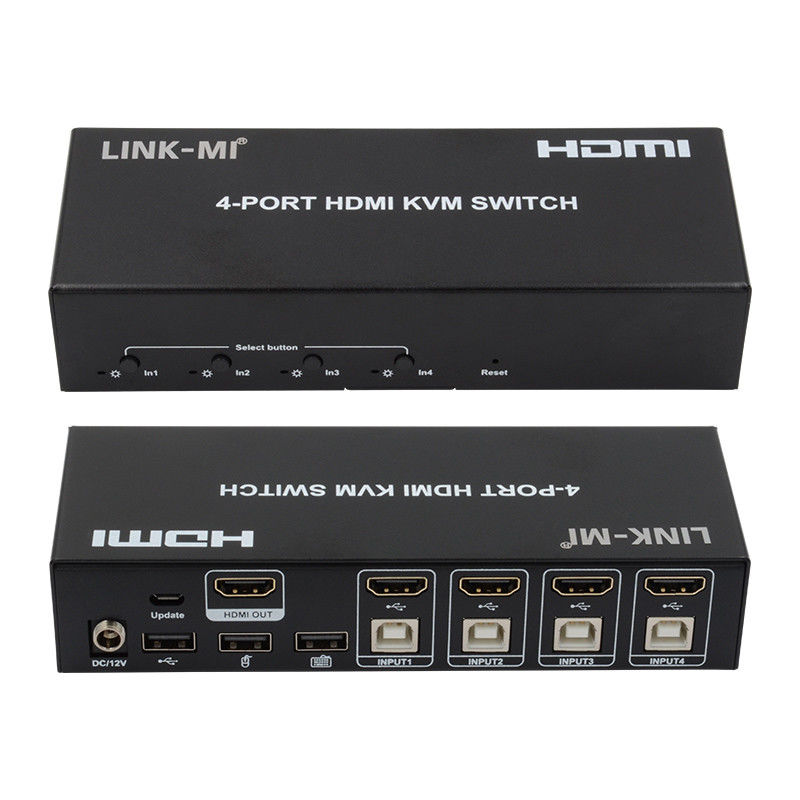 Нет задержки HDMI KVM переключатель 4 порта Ip Kvm Hdmi Поддержка горячих клавиш Автоматическое переключение