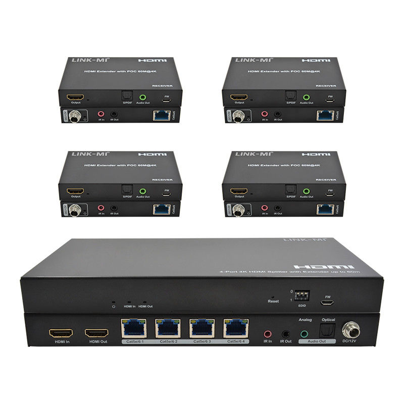 1x4 4K беспроводный HDMI разделитель расширителя поддержка 60m 4K@60Hz AV разделитель через RJ45