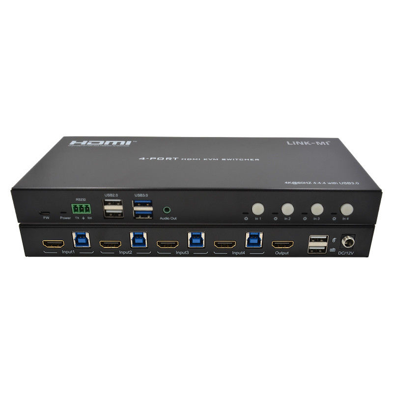 4 порта сети HDMI2.0 KVM переключатель до 4K 60Hz 18Gbps