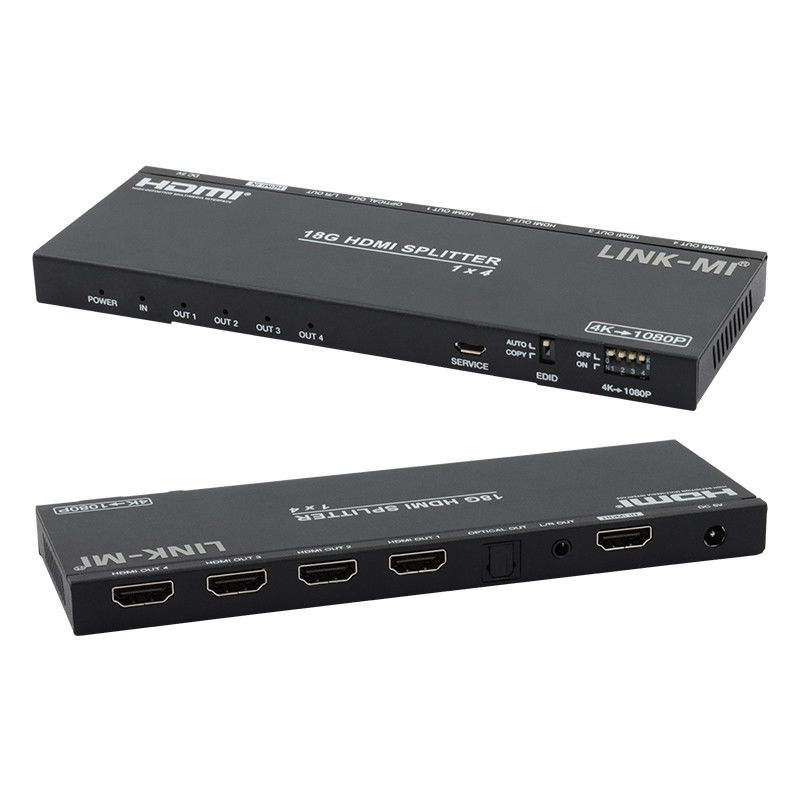 4K 1X4 Multi HDMI Splitter EDID Аналогово-оптический HDMI2.0b 4 портовый видео-разделитель
