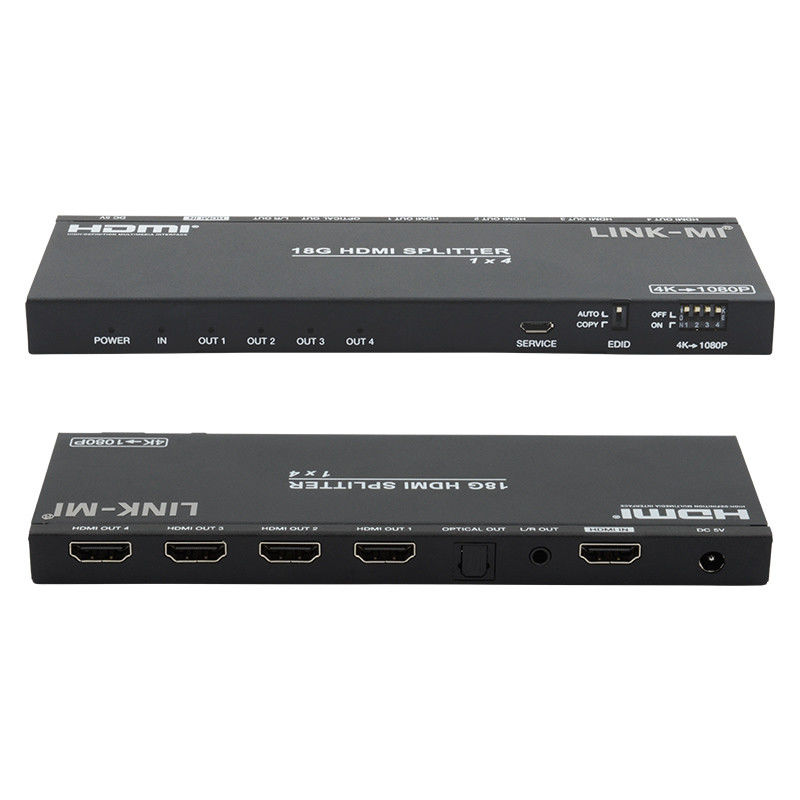 4K 1X4 Multi HDMI Splitter EDID Аналогово-оптический HDMI2.0b 4 портовый видео-разделитель