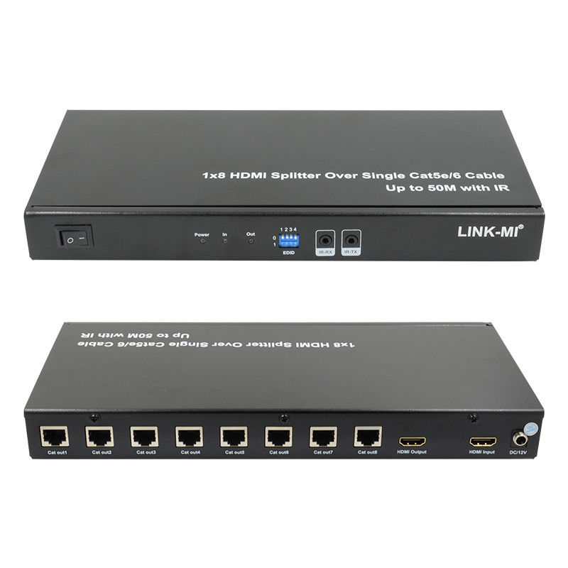 HDMI 50M 1X8 Splitter Over Cat5e 6 Поддержка кабеля 3D IR 1080P 8 портов HDMI Splitter