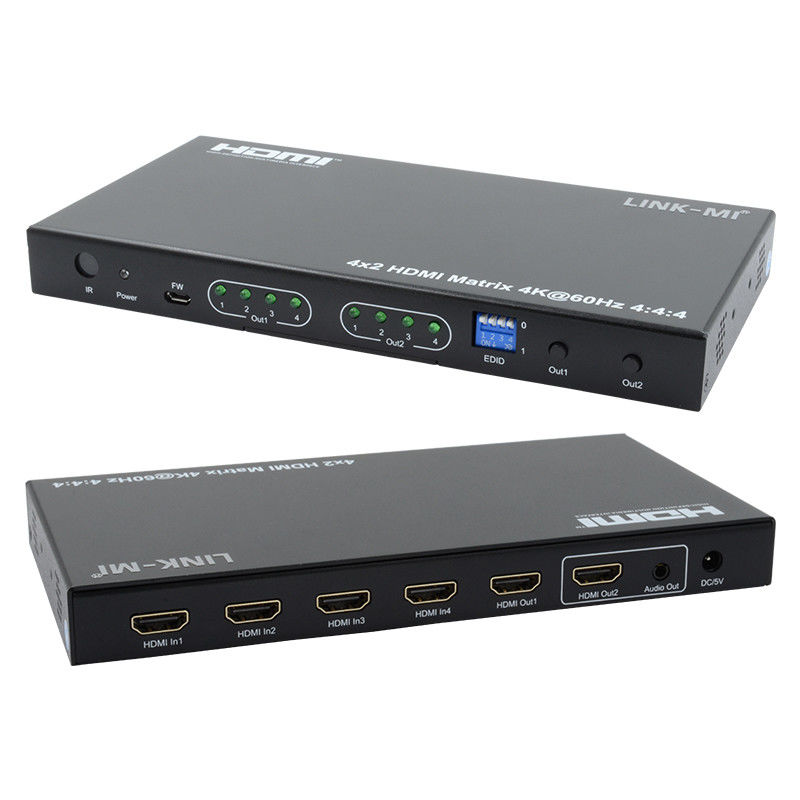 HDMI 4x2 Matrix Switcher 4K@60hz YUV4:44 18 Гбит / с HDCP2.2 4 В 2 Выход HDMI видео коммутатор
