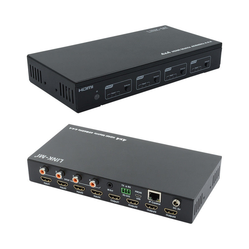 HDMI 4X4 4k Matrix Switcher 4K60Hz с SPDIF аудио AV матрицей для 4 Ultra HD дисплеев