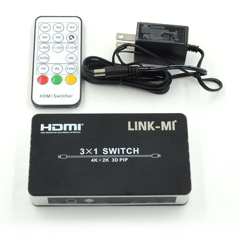 4K2K HDMI Switch 3x1 HDMI Splitter 5V 1A Поддержка PIP 3D 3 к 1 видео коммутатор