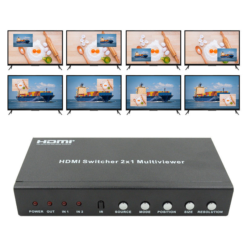 225 МГц HDMI Quad Screen Splitter HDMI 2x1 Мультивиувер с PIP 2 в 1 выходе