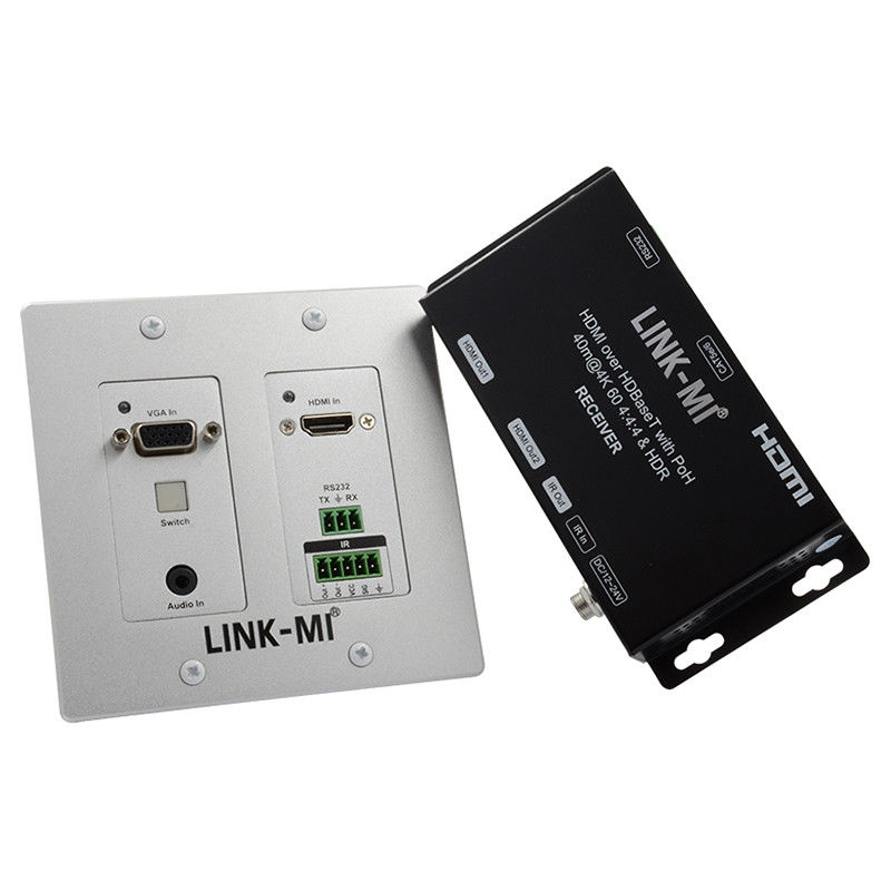 4K 40M HDBaseT HDMI+VGA Wallplate Extender двунаправленная широкополосная связь IR RS232 Проход через