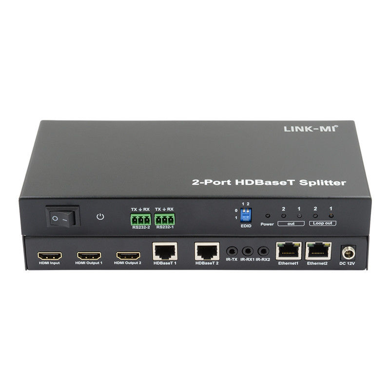 100m 1x2 HDBaseT Splitter с HDCP2.2 Соответствие POC Ethernet и RS232 Проход через