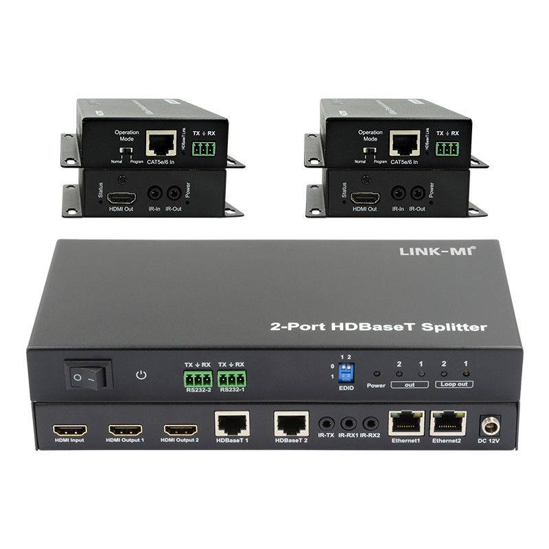 100m 1x2 HDBaseT Splitter с HDCP2.2 Соответствие POC Ethernet и RS232 Проход через
