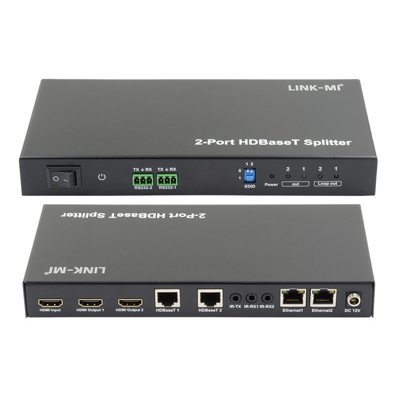 100m 1x2 HDBaseT Splitter с HDCP2.2 Соответствие POC Ethernet и RS232 Проход через