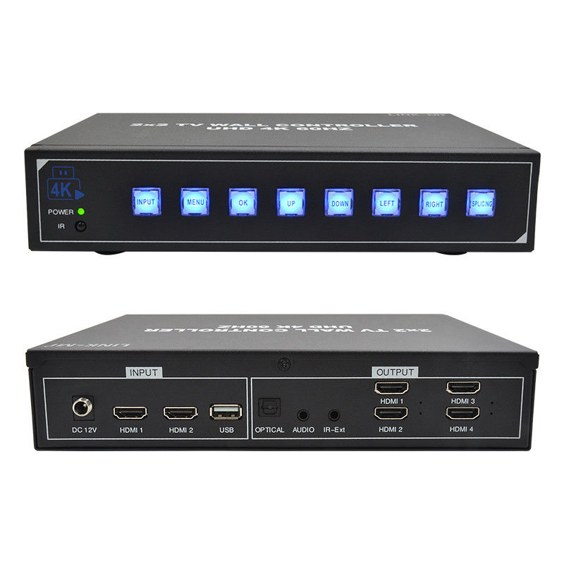 4K60 2x2 видеостенный контроллер для 4 телевизоров с сплицером Поддержка 1x2 1x3 1x4 4x1 3x1 2x1 UHD TV Wall Processor