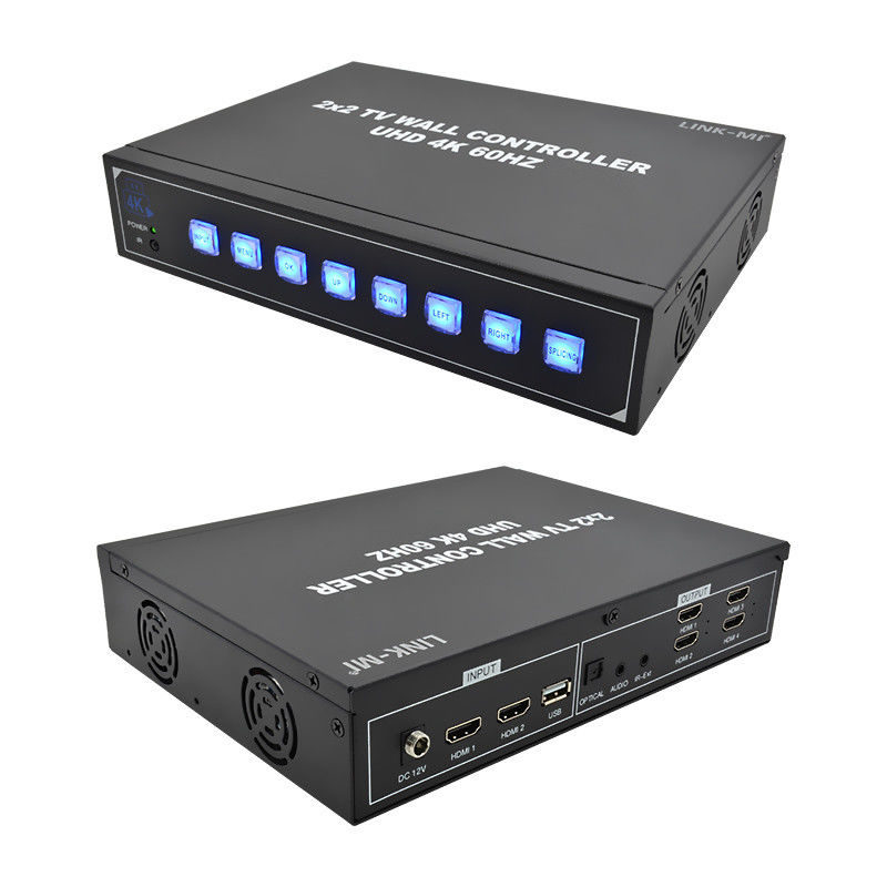 4K60 2x2 видеостенный контроллер для 4 телевизоров с сплицером Поддержка 1x2 1x3 1x4 4x1 3x1 2x1 UHD TV Wall Processor