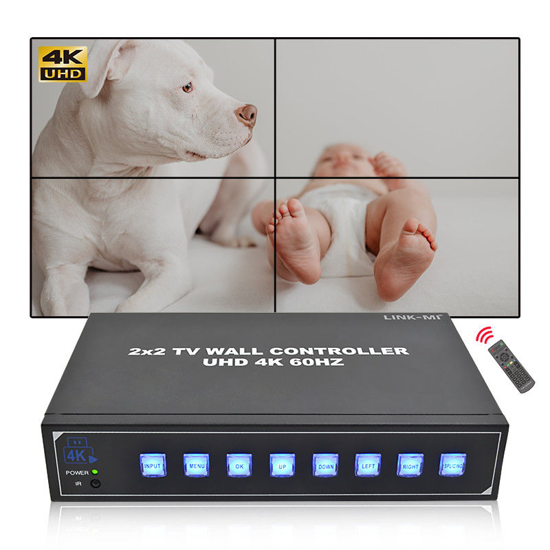 2 x HDMI In 4K видеостенный контроллер с поддержкой USB 2x2 1x4 1x3 1x2 4K60Hz Splicing Box для рекламы