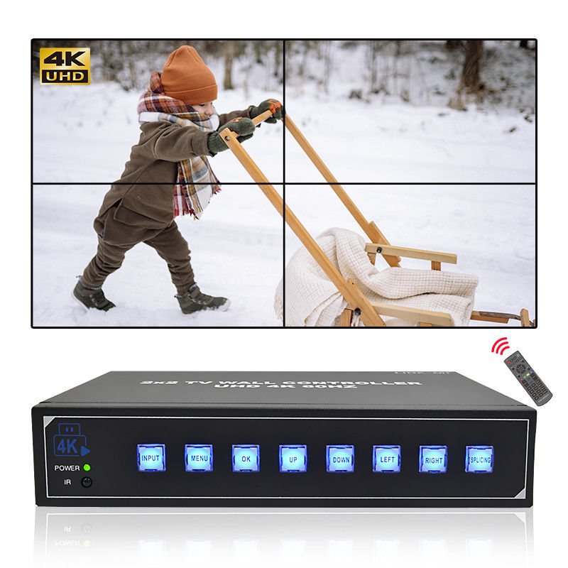 IR дистанционное управление 4K HDMI видеостенный процессор 2X2 для 4 UHD телевизоров 4K 60Hz LED видеостенной